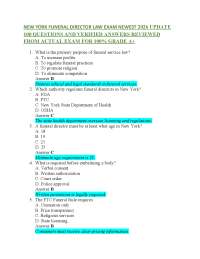 NEW YORK FUNERAL DIRECTOR LAW EXAM NEWEST 2026 UPDATE 100 QUESTIONS AND VERIFIED ANSWERS