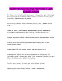 US NAVY DEP practice PQS with Verified 100% Correct Solutions
