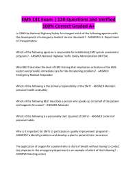 EMS 131 Exam | 120 Questions and Verified 100% Correct Graded A+