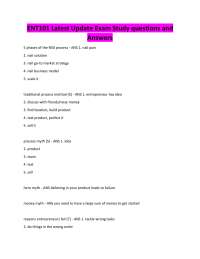 ENT101 Latest Update Exam Study questions and Answers