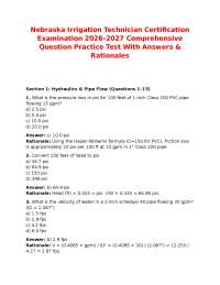 Nebraska Irrigation Technician Certification Examination 2026–2027 Comprehensive Question