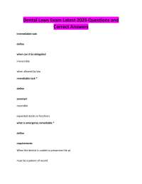 Dental Laws Exam Latest 2025 Questions and Correct Answers
