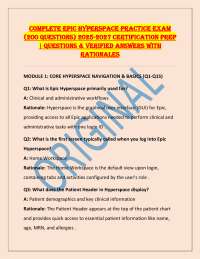 COMPLETE EPIC HYPERSPACE PRACTICE EXAM (200 QUESTIONS) 2025-2027 Certification Prep | Ques