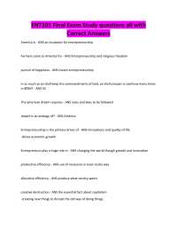 ENT101 Final Exam Study questions all with Correct Answers