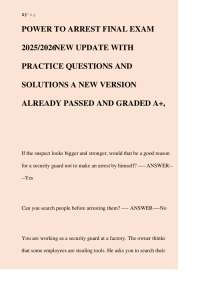 POWER TO ARREST FINAL EXAM 2025/2026 NEW UPDATE WITH PRACTICE QUESTIONS AND SOLUTIONS A N