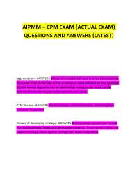 AIPMM – CPM EXAM (ACTUAL EXAM) QUESTIONS AND ANSWERS (LATEST)