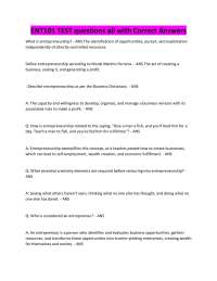 ENT101 TEST questions all with Correct Answers