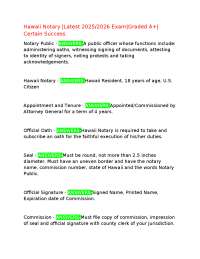 Hawaii Notary |Latest 2025/2026 Exam|Graded A+|Certain Success.