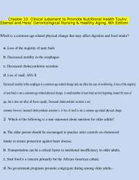 chapter 10 CLINICAL JUDGEMENT TO PROMOTE NUTRITIONAL HEALTH
