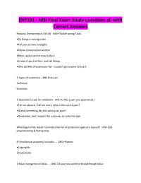ENT101 - NISI Final Exam Study questions all with Correct Answers