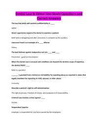 Dental Law & Ethics Test Study Questions and Correct Answers