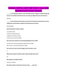 FLORIDA DENTAL LAWS AND RULES Latest 2025 Questions and Correct Answers