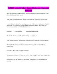 ENT101 Latest Update Exam Study questions and Answers