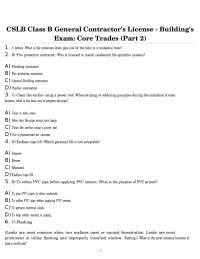 CSLB Class B General Contractor's License - Building's Exam: Core Trades (Part 2)