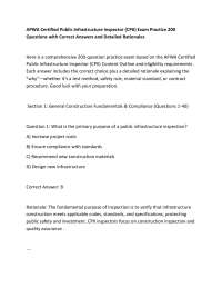 APWA Certified Public Infrastructure Inspector (CPII) Exam Practice 200 Questions with Co