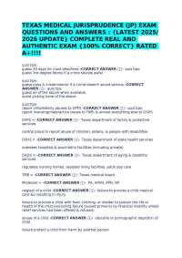 TEXAS MEDICAL JURISPRUDENCE (JP) EXAM QUESTIONS AND ANSWERS