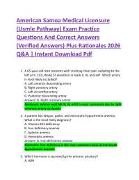 American Samoa Medical Licensure (Usmle Pathway) Exam Practice Questions And Correct Ans