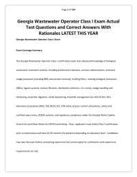 Georgia Wastewater Operator Class I Exam: ACTUAL EXAM QUESTIONS AND CORRECT DETAILED ANSWE