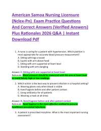 American Samoa Nursing Licensure (Nclex-Pn) Exam Practice Questions And Correct Answers