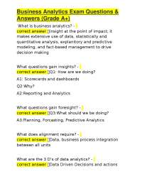 Business Analytics Exam Questions & Answers (Grade A+)