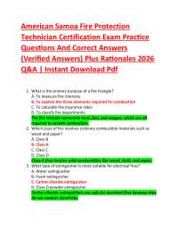 American Samoa Fire Protection Technician Certification Exam Practice Questions And Corr