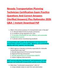 Nevada Transportation Planning Technician Certification Exam Practice Questions And Corr
