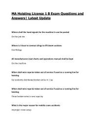 MA Hoisting License 1 B Exam Questions and Answers| Latest Update 2026/27