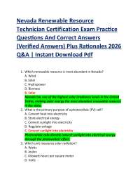 Nevada Renewable Resource Technician Certification Exam Practice Questions And Correct A