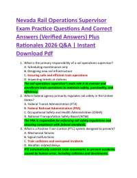Nevada Rail Operations Supervisor Exam Practice Questions And Correct Answers (Verified