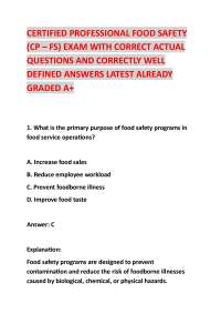 CERTIFIED PROFESSIONAL FOOD SAFETY (CP – FS) EXAM WITH CORRECT ACTUAL QUESTIONS