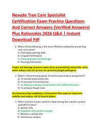Nevada Tree Care Specialist Certification Exam Practice Questions And Correct Answers (V