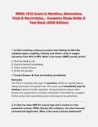 RNSG 1533 Exam 2: Nutrition, Elimination, Fluid & Electrolytes – Complete Study Guide &