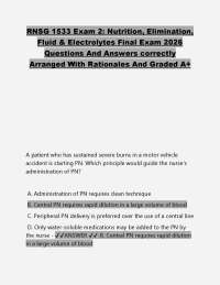 RNSG 1533 Exam 2: Nutrition, Elimination, Fluid & Electrolytes Final Exam 2026 Questions