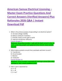 American Samoa Electrical Licensing – Master Exam Practice Questions And Correct Answers