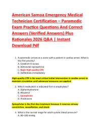 American Samoa Emergency Medical Technician Certification – Paramedic Exam Practice Ques