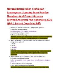 Nevada Refrigeration Technician Journeyman Licensing Exam Practice Questions And Correct