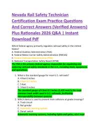 Nevada Rail Safety Technician Certification Exam Practice Questions And Correct Answers