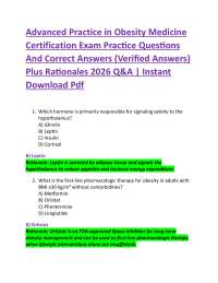 Advanced Practice in Obesity Medicine Certification Exam Practice Questions And Correct