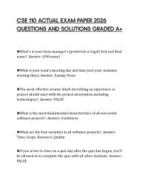 CSE 110 ACTUAL EXAM PAPER 2026 QUESTIONS AND SOLUTIONS GRADED A+