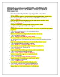 TAXATION EXAM 2026 (US) | QUESTIONS & ANSWERS A+ 150 VERIFIED QUESTIONS & DETAILED RATION
