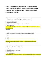 STRUCTURAL DRAFTING ACTUAL EXAMSCOMPLETE REAL QUESTIONS AND CORRECT ANSWERS (CORRECT VERIF