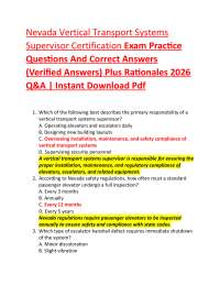 Nevada Vertical Transport Systems Supervisor Certification Exam Practice Questions And C