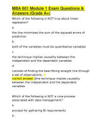 MBA 601 Module 1 Exam Questions & Answers (Grade A+)
