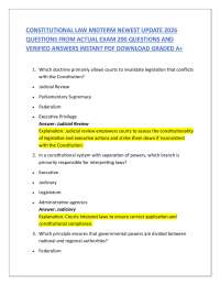 CONSTITUTIONAL LAW MIDTERM NEWEST UPDATE 2026 QUESTIONS FROM ACTUAL EXAM 200 QUESTIONS AN