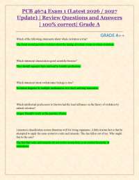 PCB 4674 Exam 1 (Latest 2026 / 2027 Update) | Review Questions and Answers | 100% correct