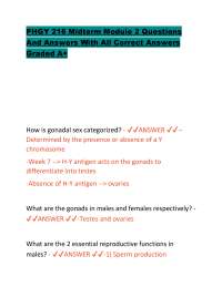 PHGY 216 Midterm Module 2 Questions And Answers With All Correct Answers Graded A+