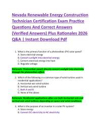 Nevada Renewable Energy Construction Technician Certification Exam Practice Questions An