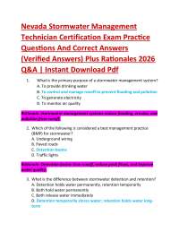 Nevada Stormwater Management Technician Certification Exam Practice Questions And Correc