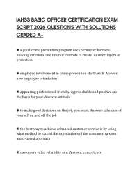 IAHSS Basic Officer Certification Verified Q&A’s 100% Correct Latest 2026/2027 Version