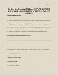 Certified Bench Jeweler (CBJ) Exam COMPLETE QUESTIONS AND DETAILED SOLUTIONS LATEST UPDATE